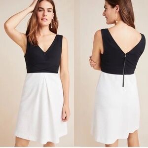 NWT Maeve Anthropologie Cheryl Textured Black + White Knit Dress